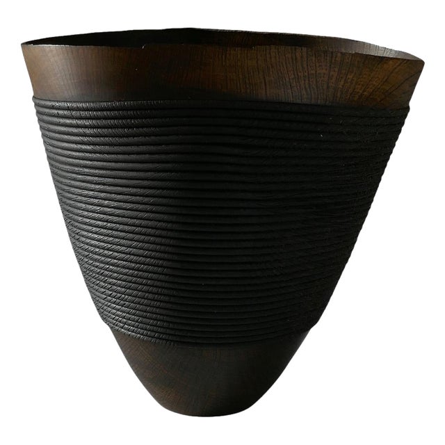 Rope Bowl in Evergreen Oak and Oxides Wood by Yann Marot For Sale