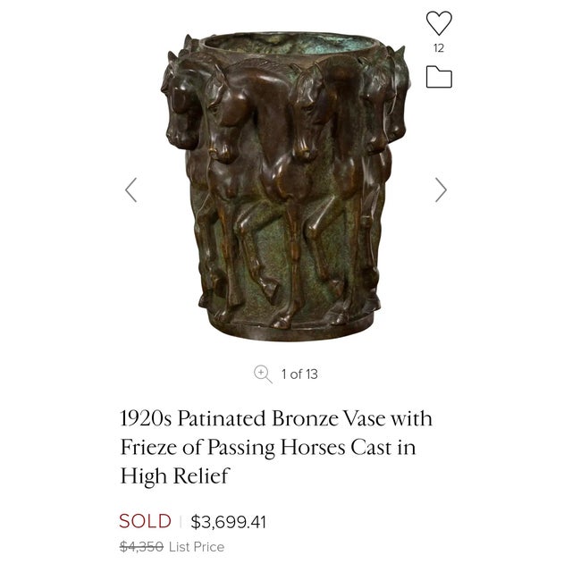 1920s Art Deco French Patinated Bronze Thoroughbred Horse Wine Cooler Vase For Sale - Image 11 of 11