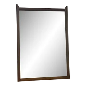 Vintage Mid Century Modern Wooden Framed Mirror With Sculpted Edge Top
