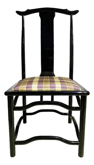 CHinoiserie Style 1960's Black Lacquer Wood High Officials Hat Chair 41" H