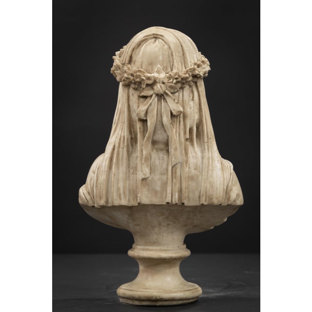 Bust of Veiled Lady in Reconstructed Carrara Marble For Sale - Image 4 of 5