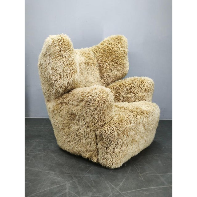 Art Deco Wingback Armchair in Honey Skandilock Sheepskin, 1930s For Sale - Image 4 of 11