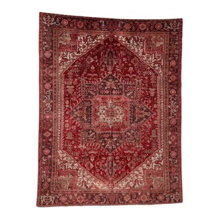 Vintage Persian Heriz Wool Rug For Sale