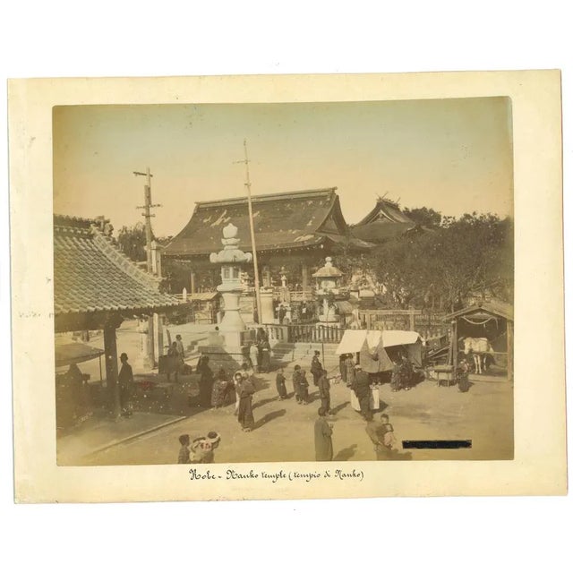 Ancient View of Kobe is an original vintage albumen print on single cardboard: 26 x 34 cm. It was realized in 1890s. Good...