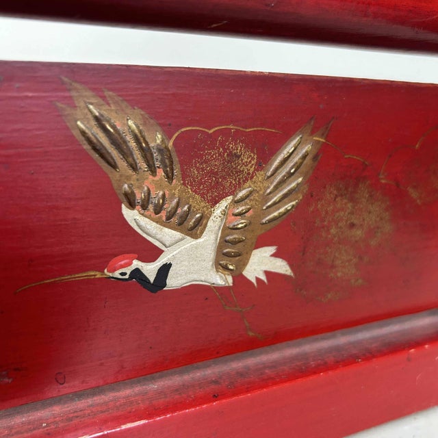 Antique Japanese Lacquered Crane Kimono Hanger Stand For Sale - Image 15 of 18