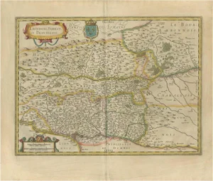 Antique Map of the Region of Lyon by Hondius, 1630