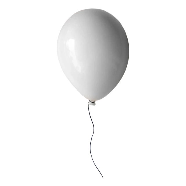 White Glossy Ceramic Balloon Sculpture for Wall or Ceiling Installation, 12" For Sale