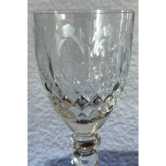 Rogaska Queen Crystal Wine Glasses Set of 4 Cut Floral 7.75" Slovenia For Sale - Image 4 of 6