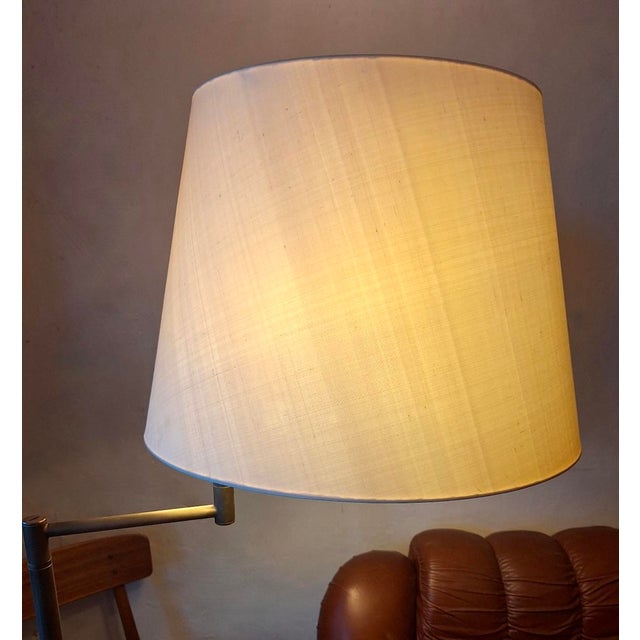 Mid-Century Modern Multi-Adjustable Swing Arm Brass Floor Lamp with Uplight by Walter Von Nessen, USA, 1960s For Sale - Image 3 of 13