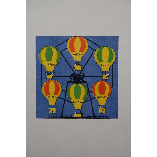 Lucien BOUCHER (1889-1971) Fairground Shops: The Ferris Wheel in a Hot Air Balloon Original color lithograph On Arches...