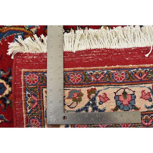Mashad Rug 9’9” X 13’1” Red Wool Vintage Traditional Hand-Knotted Carpet For Sale - Image 15 of 15