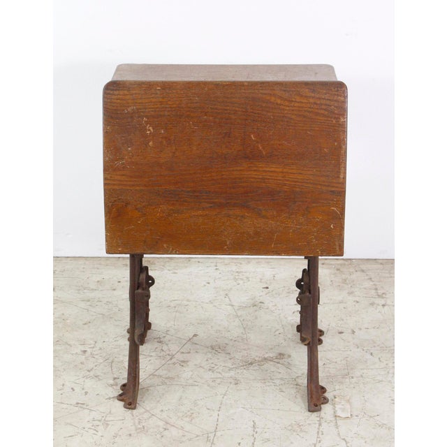 Antique Folding School Row Desk With Cast Iron Legs For Sale - Image 4 of 8