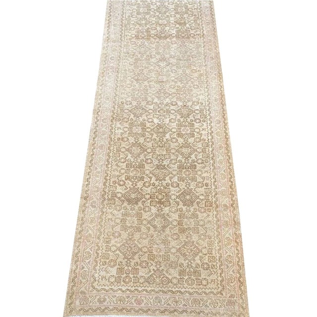 Brown 1980s Vintage Old Persian Hamedan Runner Rug 3x13 For Sale - Image 8 of 11