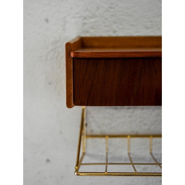Brown Scandinavian Wall-Mounted Bedside Tables, 1950s, Set of 2 For Sale - Image 8 of 10
