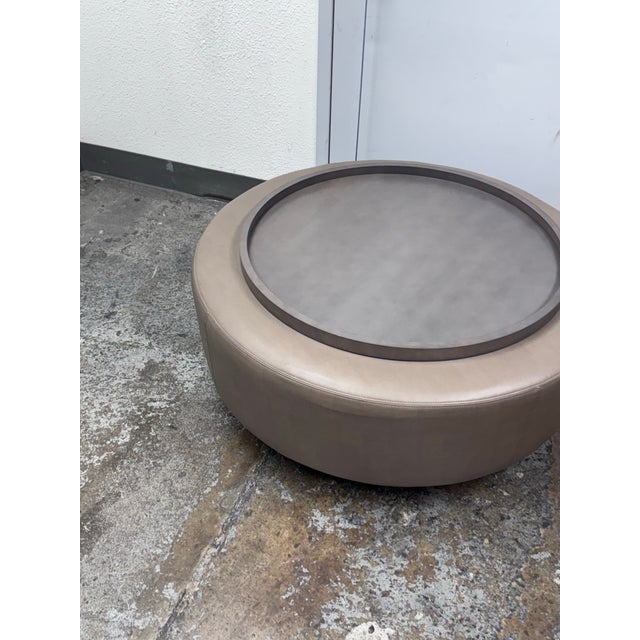 Thayer Coggin Clip Leather Ottoman + Tray Set For Sale - Image 10 of 12