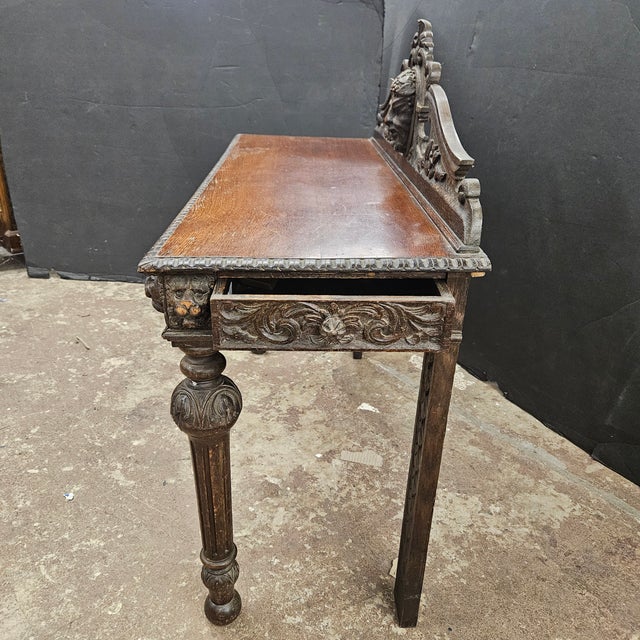 Late 19th Century Carved Oak Antique Victorian Hall Table For Sale - Image 17 of 18