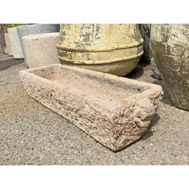 Vintage Old Granite Chiseled Outdoor Trough / Planter For Sale - Image 4 of 7