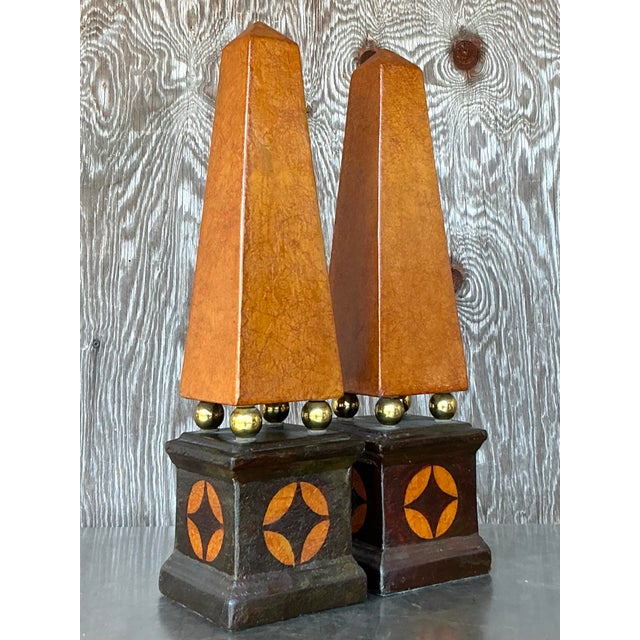 Vintage Boho Leather a Obelisks - A Pair For Sale - Image 9 of 12