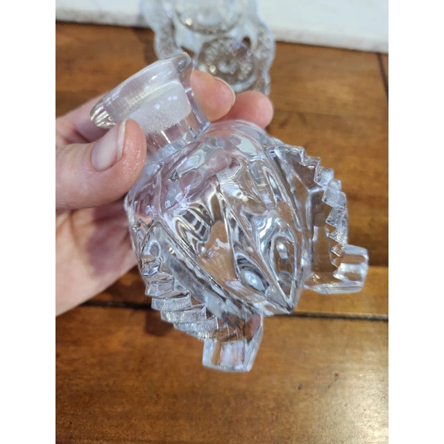 Tall Art Deco Perfume Bottle, Clear Cut Glass 1940's For Sale - Image 11 of 12