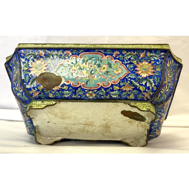 18th Century Chinese Canton Enamel Jardiniere Bonsai Container With Exquisite Decorations For Sale - Image 16 of 18