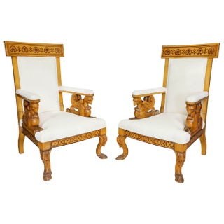 Italian Neoclassical Maple Armchairs Attributed Pelagio Palagi For Sale