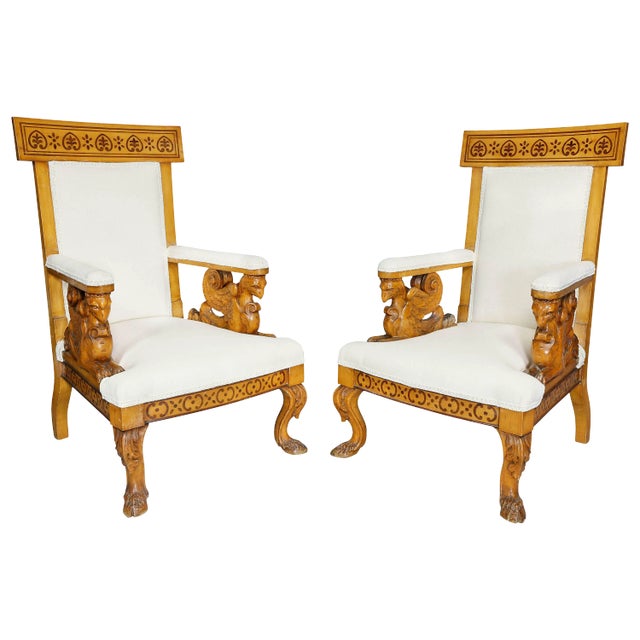 Italian Neoclassical Maple Armchairs Attributed Pelagio Palagi For Sale