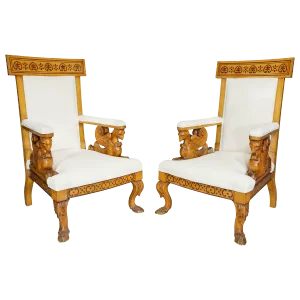 Italian Neoclassical Maple Armchairs Attributed Pelagio Palagi