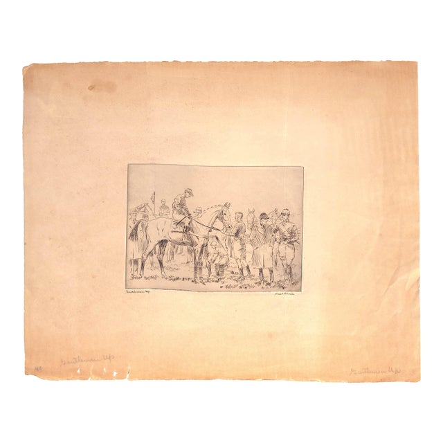 Paul Brown "Gentlemen Up" Steeplechase Drypoint Etching For Sale
