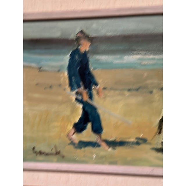 Tage Gavik, Children on Donkeys at the Beach, 1960s, Oil Painting on Canvas, Framed For Sale - Image 10 of 18