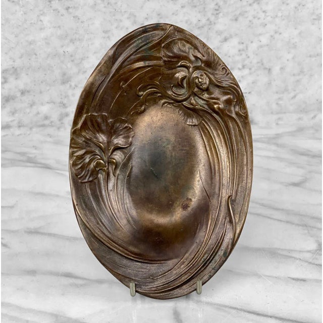 Art Nouveau Vintage Art Nouveau Bronze Nude Women Figural Bowl For Sale - Image 3 of 7