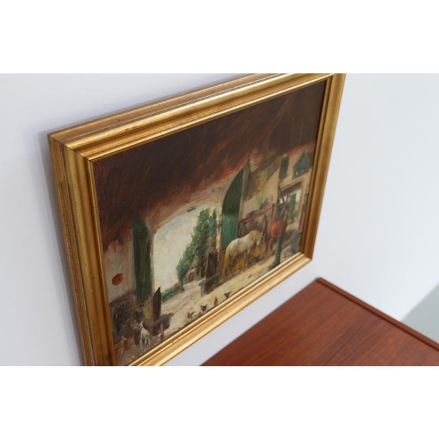 Th. De Leeuw, Stable with Horses, 1920s, Oil Painting on Canvas, Framed For Sale - Image 8 of 18
