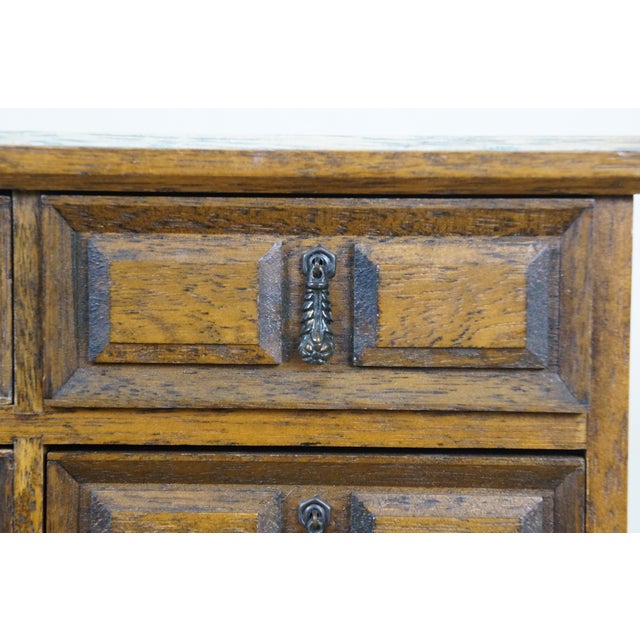 Brown 1960s Mele Japan Quartersawn Oak 7 Drawer Apothecary Jewelry Trinket Storage Box Chest For Sale - Image 8 of 13