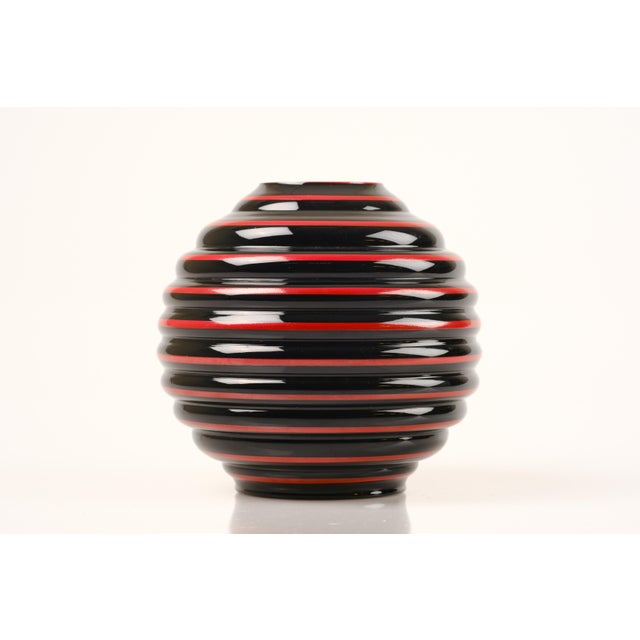 1920s Art Deco Black Opaline Glass Vase by Åfors Sweden, 1920s For Sale - Image 5 of 10