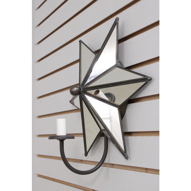 1990s Meyda Mirrored Star Electric Wall Sconces - a Pair For Sale - Image 4 of 13