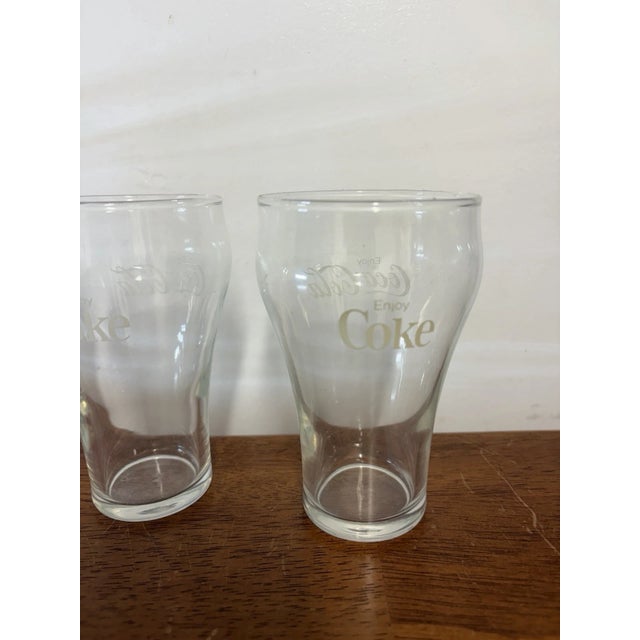 White 1980s Coca-Cola Contour Drinking Glasses Clear Coke Logo Tumblers Collectible - Set of 4 For Sale - Image 8 of 9