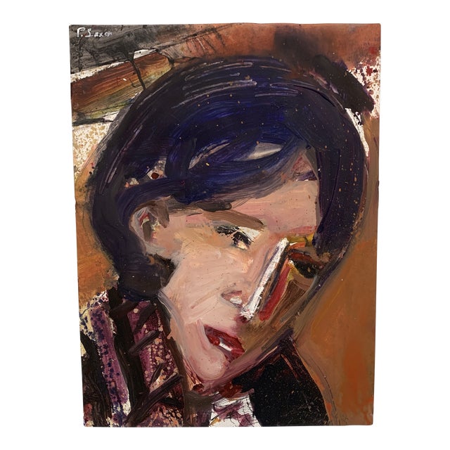 Contemporary Abstract Portrait Ink Wash Painting by Phil Saxon For Sale