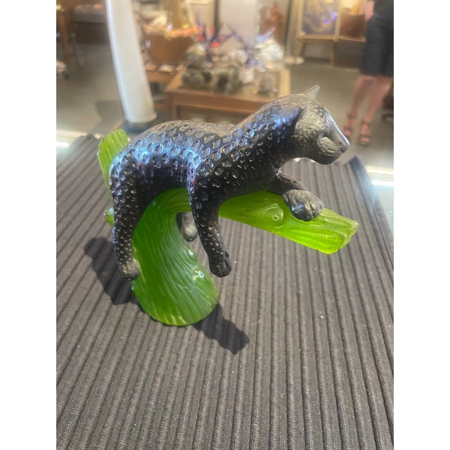 Late 20th Century Black Jaguar Art Glass Figurine by Daum France Gorgeous For Sale - Image 9 of 9
