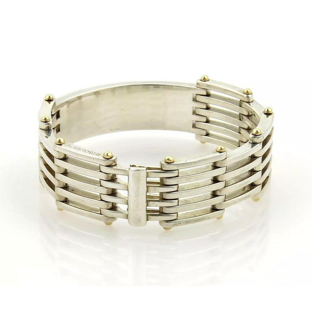 Contemporary Tiffany & Co. Gatelink Bracelet in Sterling Silver & 18K Yellow Gold ID Bar For Sale - Image 3 of 4