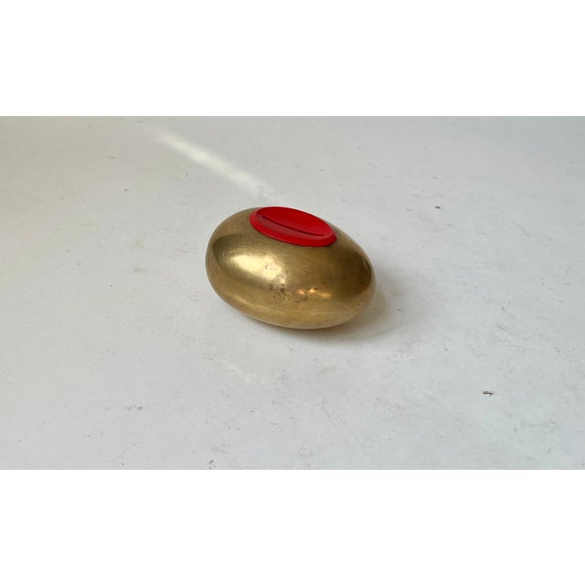 Metal Danish Modern Egg-Shaped Money Bank in Brass by Hans Bunde for Carl Cohr, 1960s For Sale - Image 7 of 9
