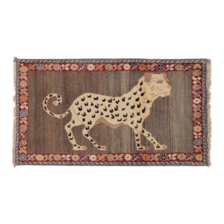 Vintage Gabbeh Pictorial Wool Runner With Tiger Pictorial by Rug & Kilim, 1950-1959 For Sale