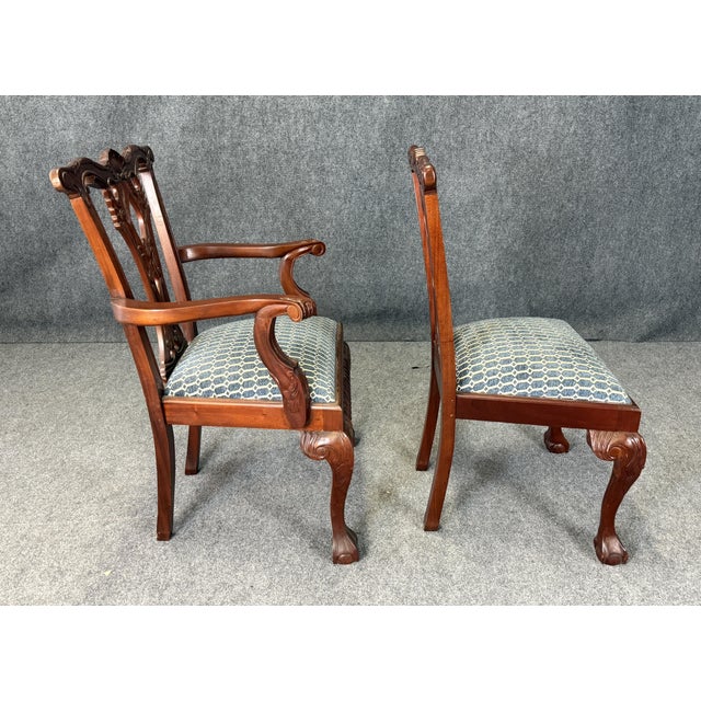 Late 20th Century Set of 8 Carved Mahogany Chippendale-Style Dining Chairs For Sale In Raleigh - Image 6 of 13