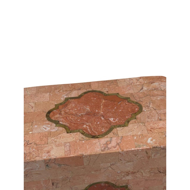 1980s Tessellated Pink Marble and Brass Box Attributed to Maitland Smith For Sale In New York - Image 6 of 10