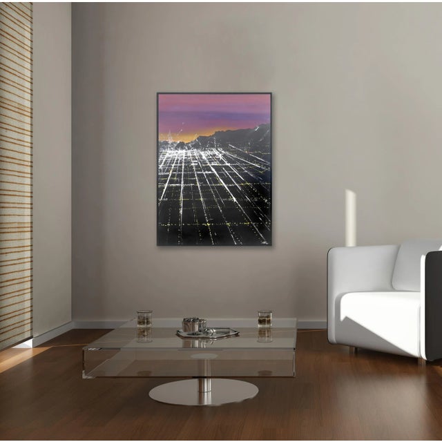 Textile Beverly Sunset Aerial - City Landscape Painting Original Artwork by Pete Kasprzak For Sale - Image 7 of 9