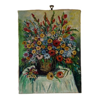 Vintage Impressionist Floral Still Life Oil Painting on Canvas - Unframed For Sale