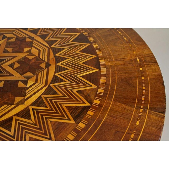 Mid 19th Century Antique Biedermeier Round Coffee Table with Marquetry Works, 1860 For Sale - Image 5 of 18