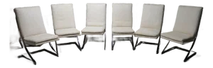 1970s Set of 6 "Z" Upholstered Dining Chairs With Chrome Frames by Milo Baughman for Dia