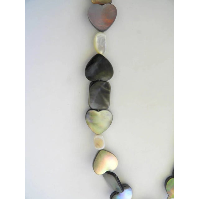 Arts & Crafts 1980s Mother-Of-Pearl Sterling Silver 'Love' Many Hearts Pendant Necklace For Sale - Image 3 of 4