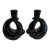Vintage Frankoma Black Ceramic Modern Loop Vases, a Pair For Sale