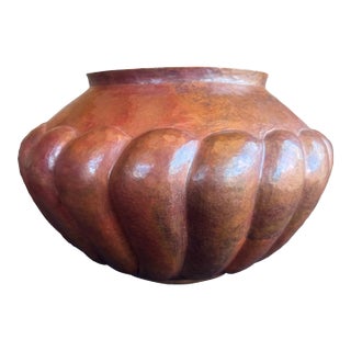 Vintage Santa Clara Del Cobre Mexican Hand Hammered Copper Olla Pot 16" X 11" For Sale