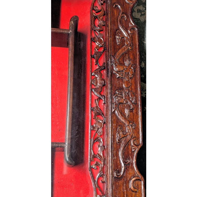 1970s Chinese Carved Hardwood Shadow Box Curio Display Cases,2 Pieces For Sale - Image 4 of 14
